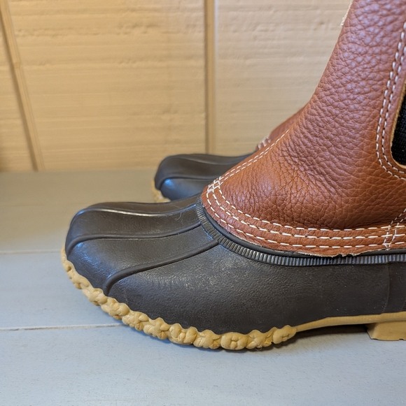 L.L Bean Chelsea Pull-on Duck Boots Leather Waterproof Hunting Outdoor - Picture 5 of 16